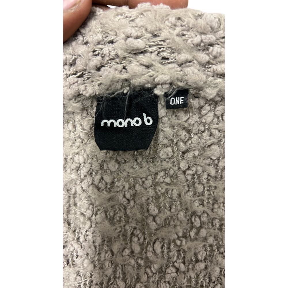 🤍 Mono B ONE Taupe Boucle Longline Cardigan Cozy Minimalist Chic Open Front - Picture 4 of 4